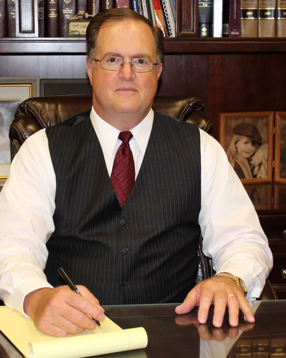Thomas A. Fitch at his desk in the Fitch and Stahle Law Office